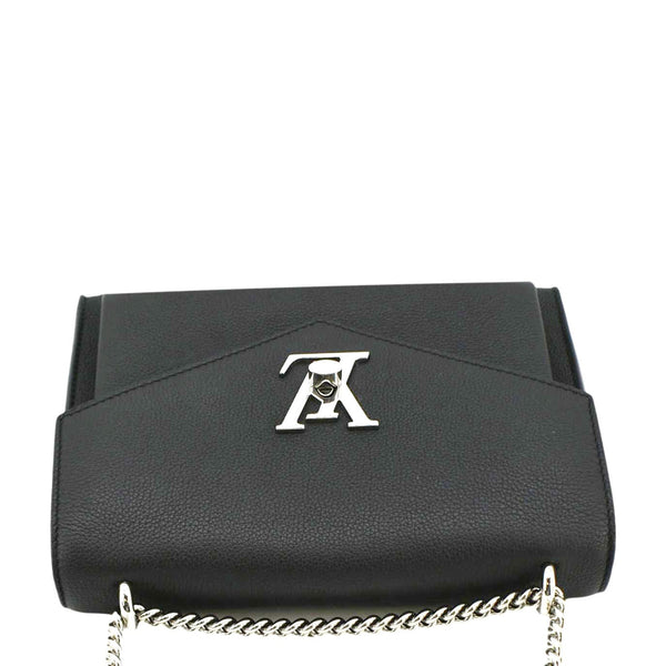 LOUIS VUITTON Mylockme Leather Chain Crossbody Bag Black