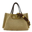 VALENTINO Straw Summer Medium Tote Bag Cream front look