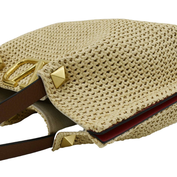 VALENTINO Straw Summer Medium Synthetic Raffia Tote Bag Cream