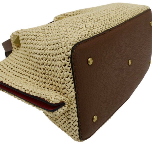 VALENTINO Straw Summer Medium Synthetic Raffia Tote Bag Cream