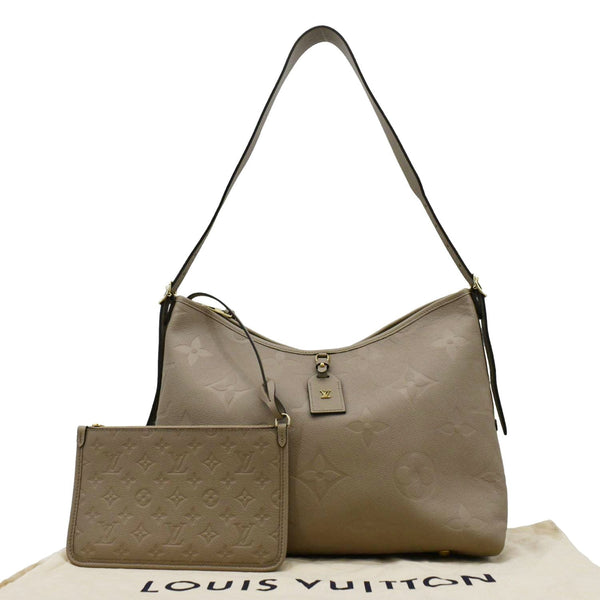 LOUIS VUITTON Carryall MM Monogram Empreinte Shoulder Bag Tourterelle Gray