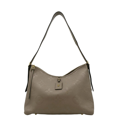 LOUIS VUITTON Carryall MM Monogram Empreinte Shoulder Bag Tourterelle Gray