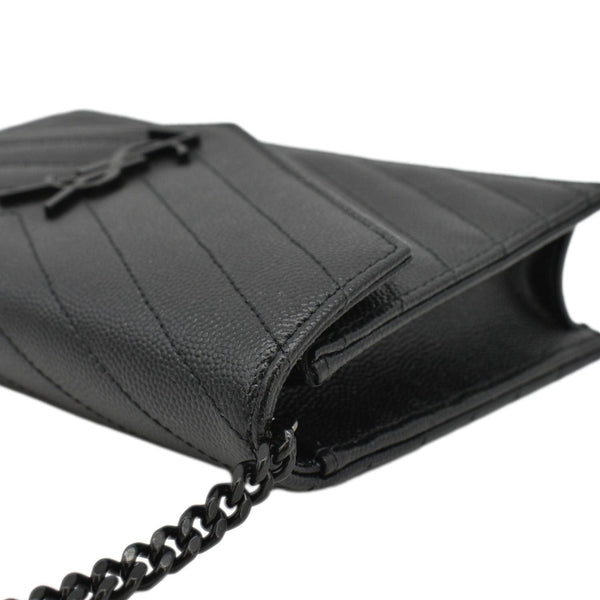 YVES SAINT LAURENT Monogram Envelope Grain De Poudre Leather Crossbody Bag Black