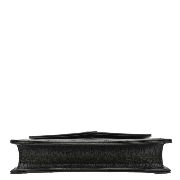 YVES SAINT LAURENT Monogram Envelope Grain De Poudre Leather Crossbody Bag Black