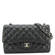 CHANEL Classic Jumbo Double Flap Quilted Caviar Leather Shoulder Bag Black
