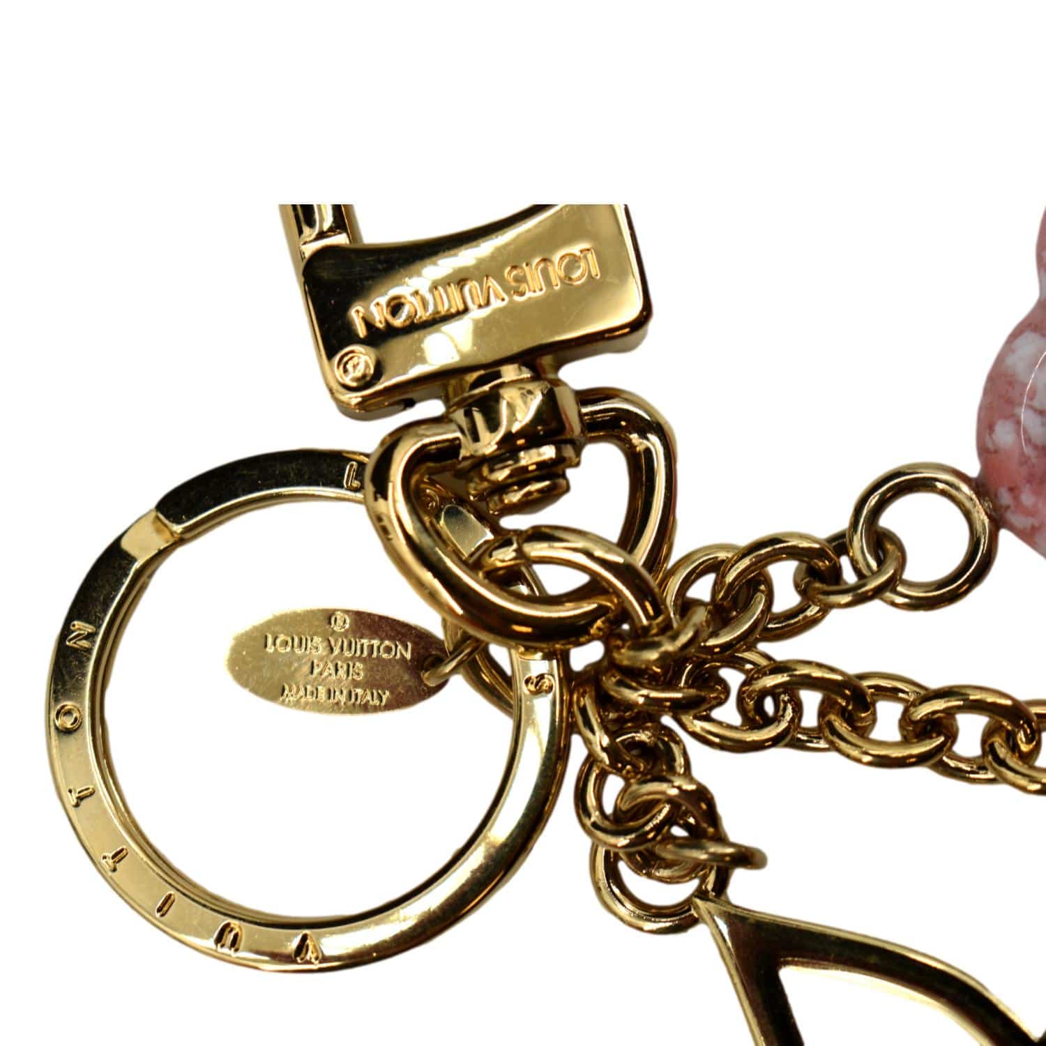 Louis Vuitton ゴールド ロゴチャーム LOUIS VUITTON Colorline Brass Bag Charm Keychain Gold