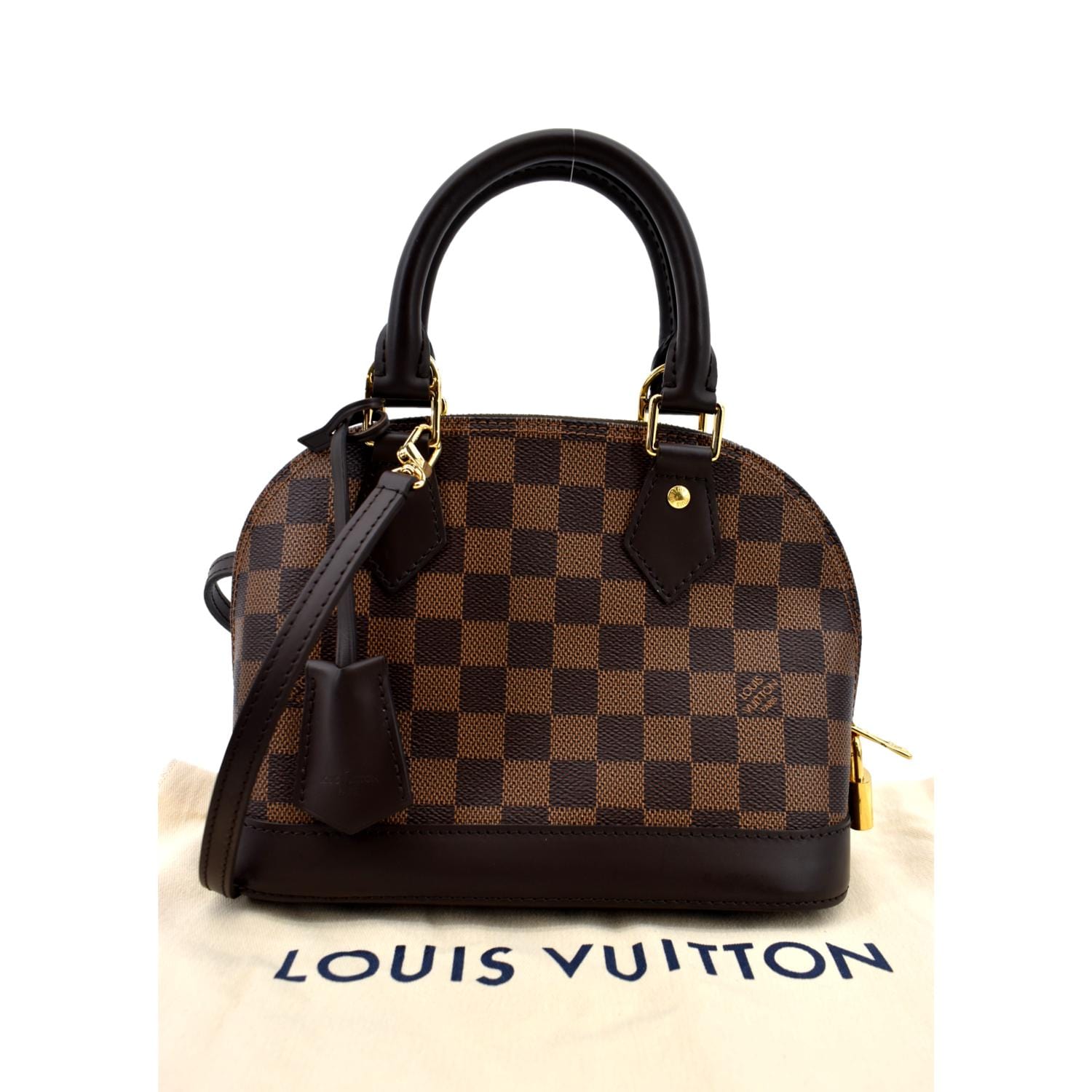 Louis Vuitton Alma Bb Damier Ebene Satchel Crossbody Bag Brown