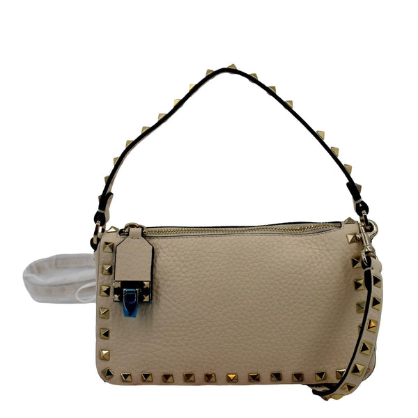 VALENTINO Garavani Rockstud Leather Crossbody Bag Ivory