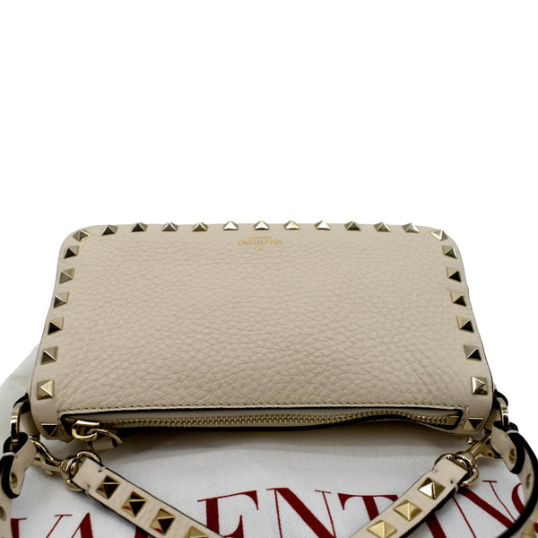 VALENTINO Garavani Rockstud Leather Crossbody Bag Ivory