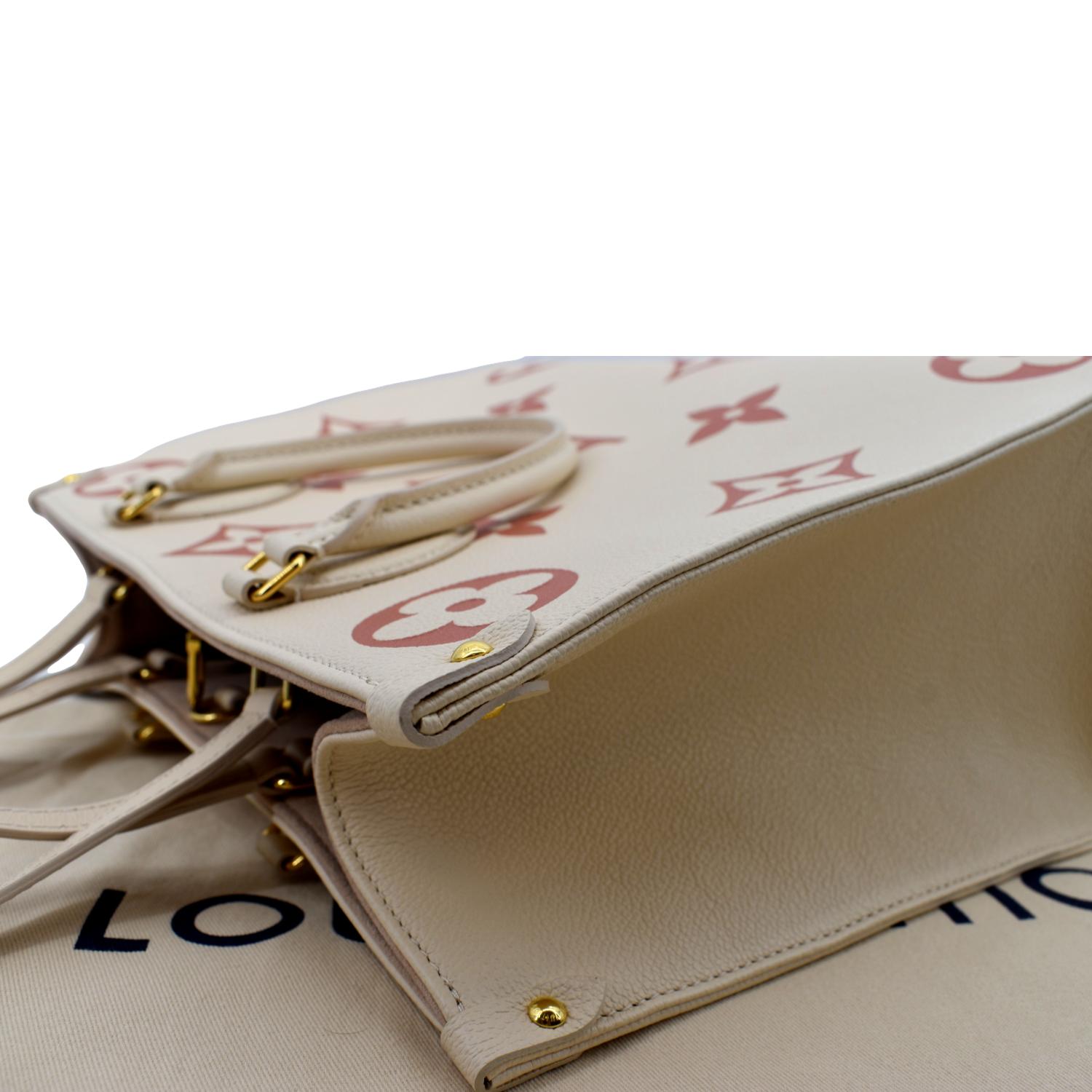 Louis Vuitton Onthego MM Cream/Saffron in Embossed Grained Cowhide Leather  with Gold-tone - US
