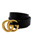 GUCCI Double G Buckle Leather Belt Size 90.36 Black 400593