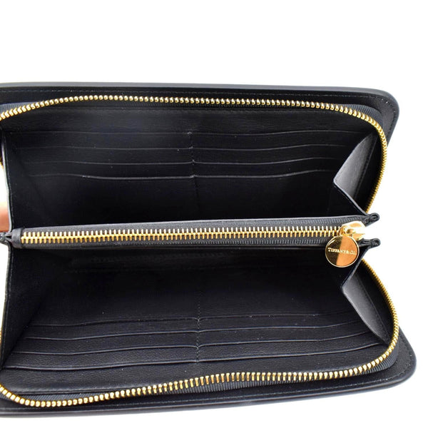 TIFFANY & CO Leather Zip Around Wallet Black