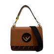FENDI Kan I F Zucca Leather Shoulder Bag Tan