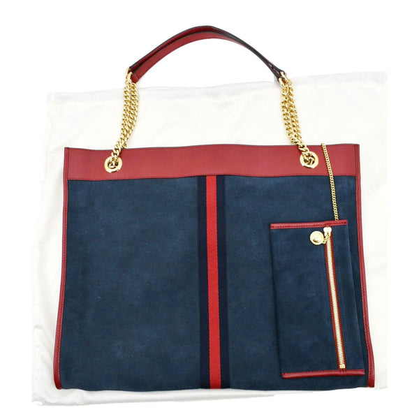 GUCCI Rajah Large Leather Tote Shoulder Bag Navy Blue 537219