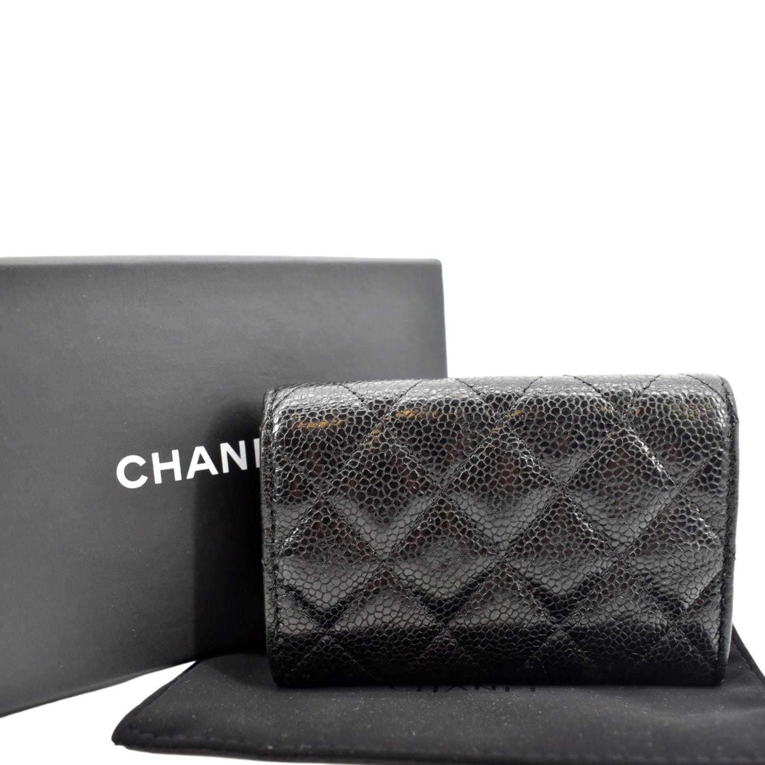 CHANEL CC Flap Caviar Leather Card Holder Black
