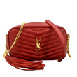 YVES SAINT LAURENT Lou Chevron Leather Camera Crossbody Bag Red