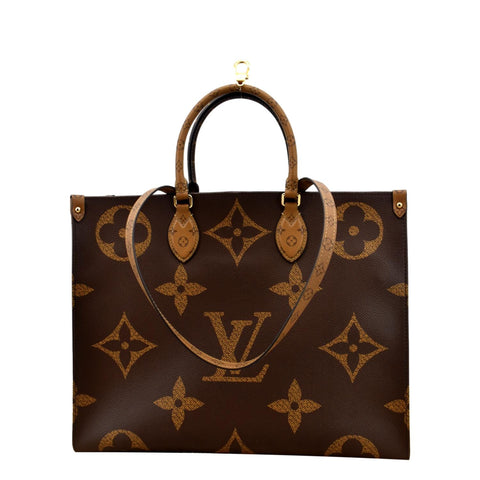 LOUIS VUITTON Onthego GM Giant Monogram Canvas Tote Shoulder Bag Brown