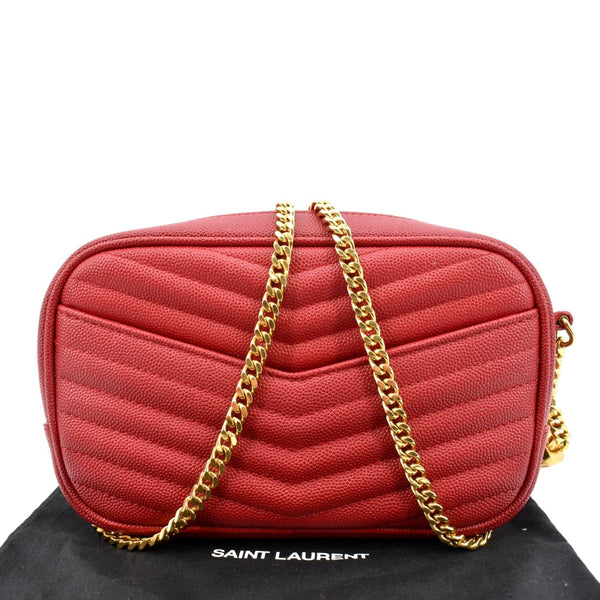 YVES SAINT LAURENT Lou Chevron Leather Camera Crossbody Bag Red