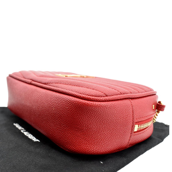 YVES SAINT LAURENT Lou Chevron Leather Camera Crossbody Bag Red