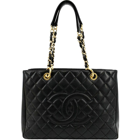 CHANEL Grand Shopping Caviar Leather GST Tote Bag Black