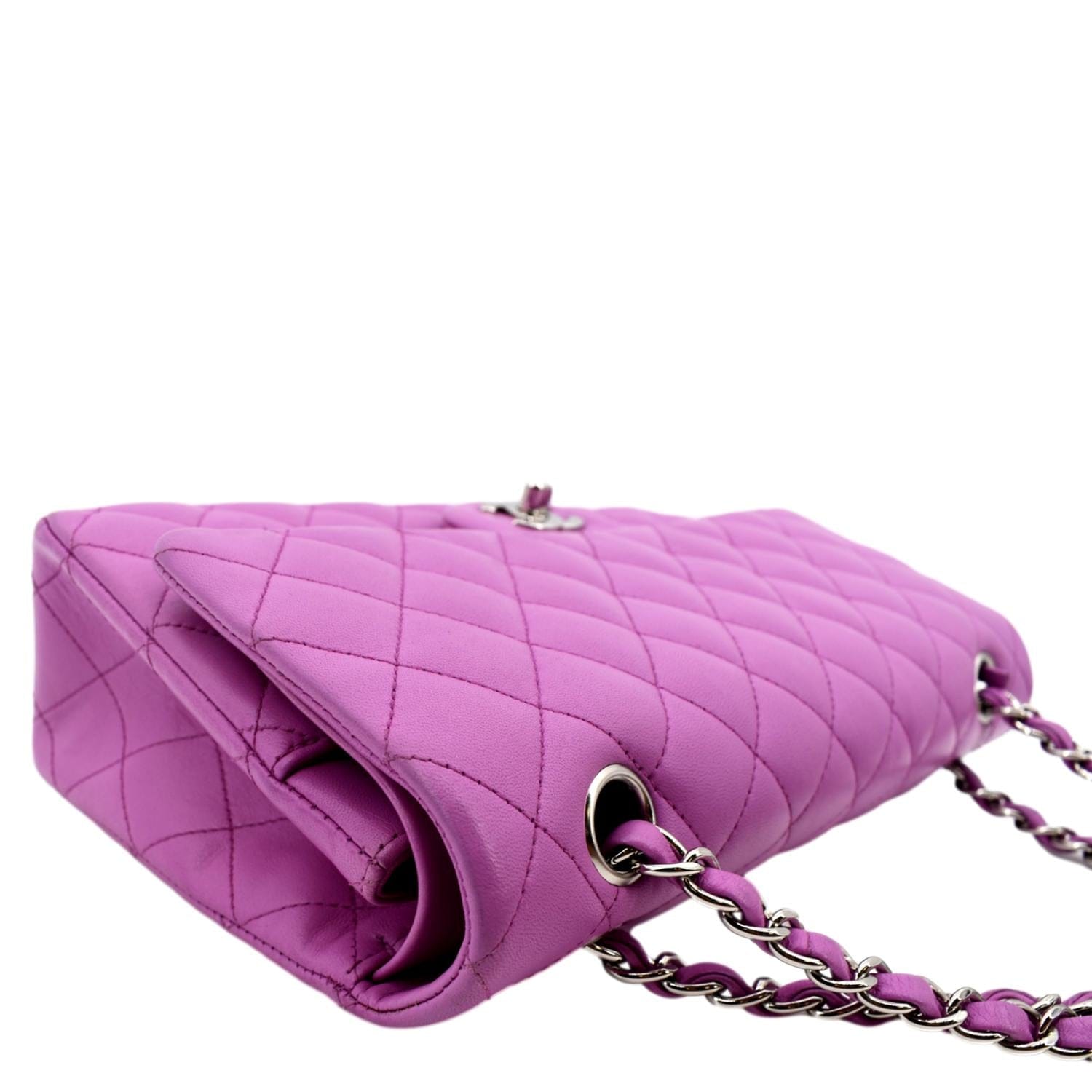 CHANEL Quilted Leather Medium Single Flap Bag Pink