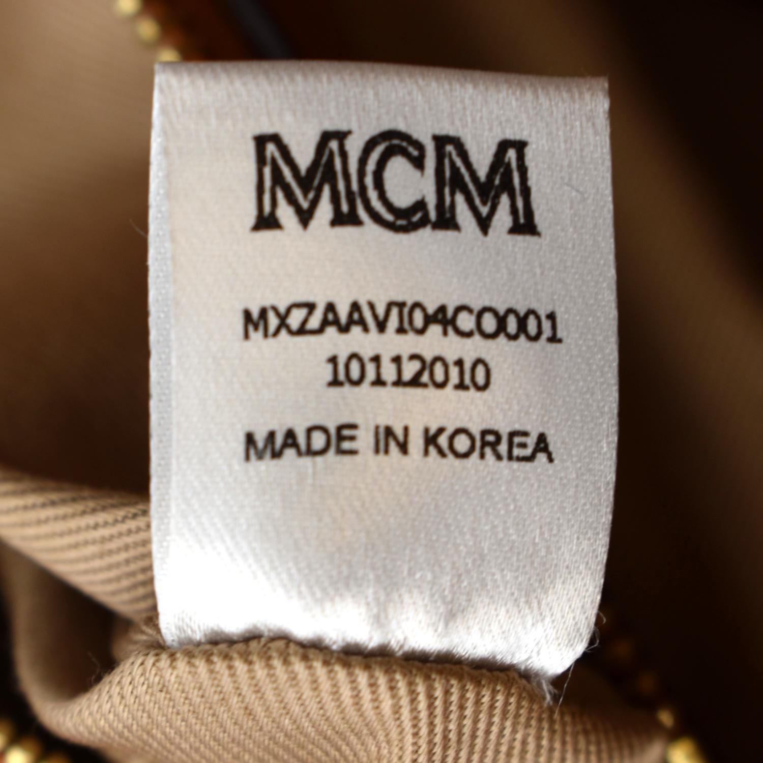 MCM Visetos Monogram Coated Canvas Clutch Pouch Cognac