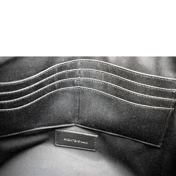 YVES SAINT LAURENT Zip Studded Leather Pouch Black