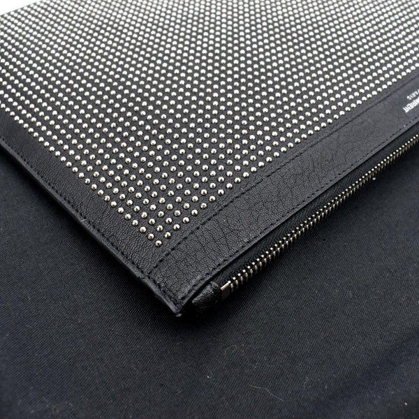 YVES SAINT LAURENT Zip Studded Leather Pouch Black