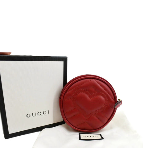 GUCCI GG Marmont Mini Round Leather Coin Purse Red 575160