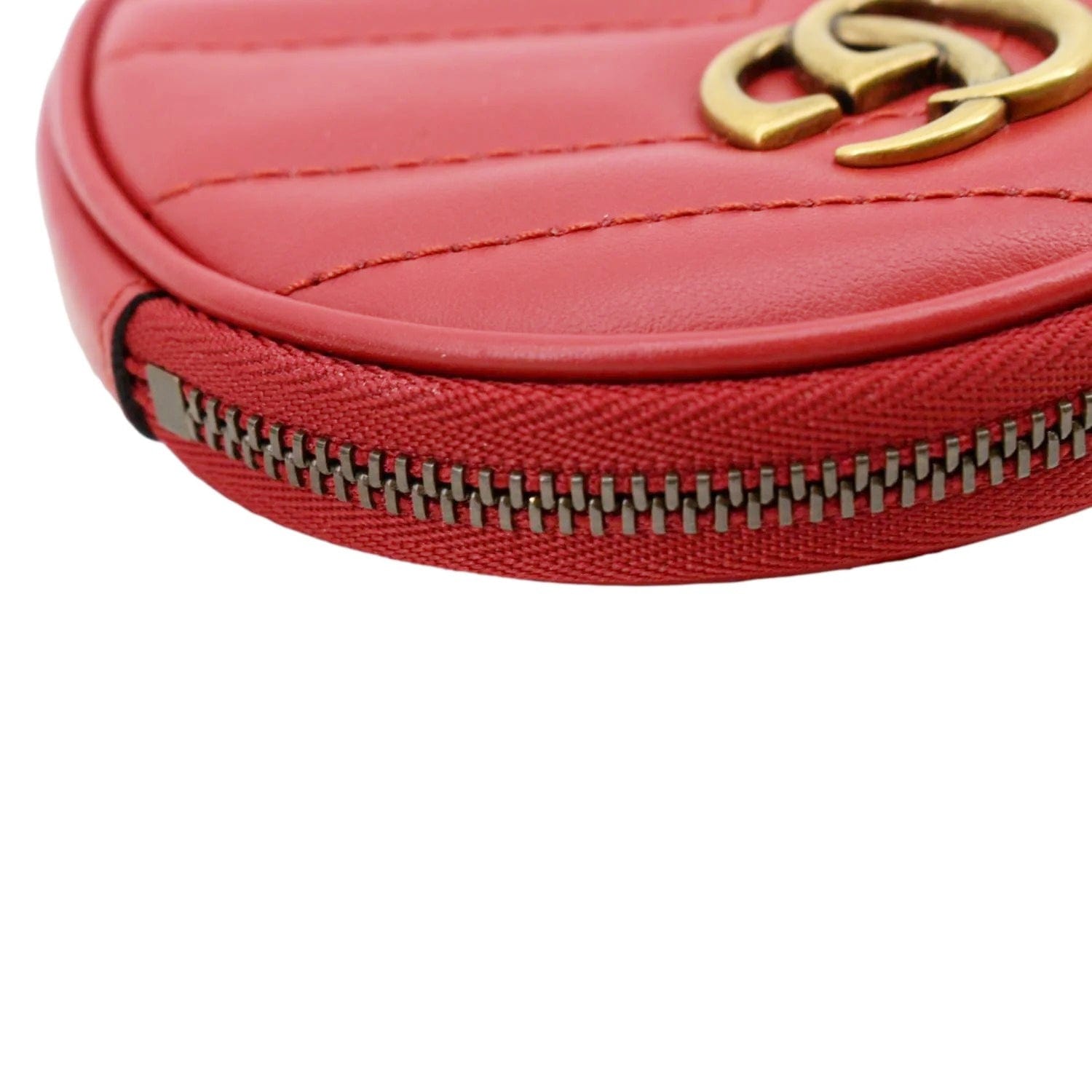 GUCCI GG Marmont Mini Round Leather Coin Purse Red 575160