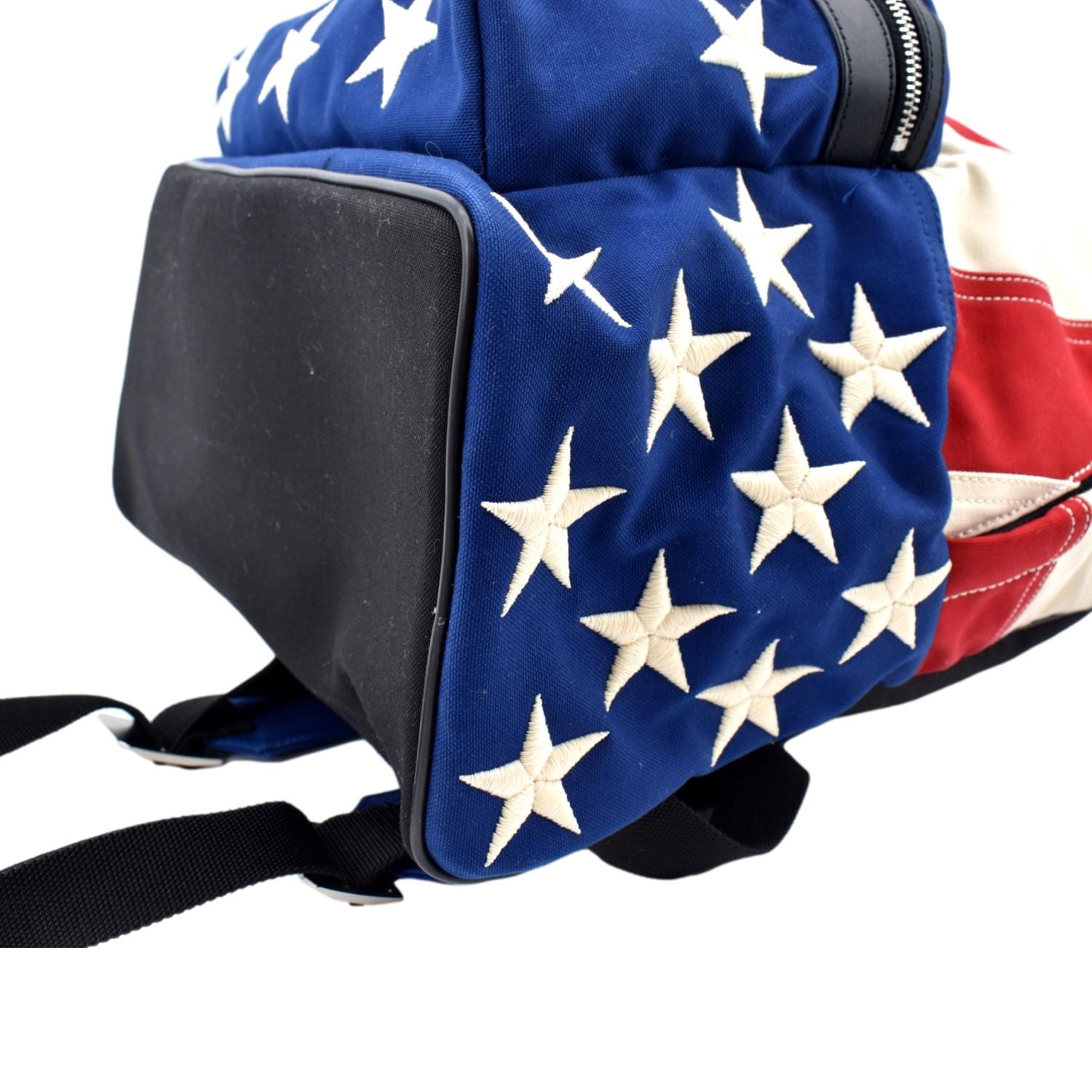 YVES SAINT LAURENT American Flag Canvas Backpack Bag Red