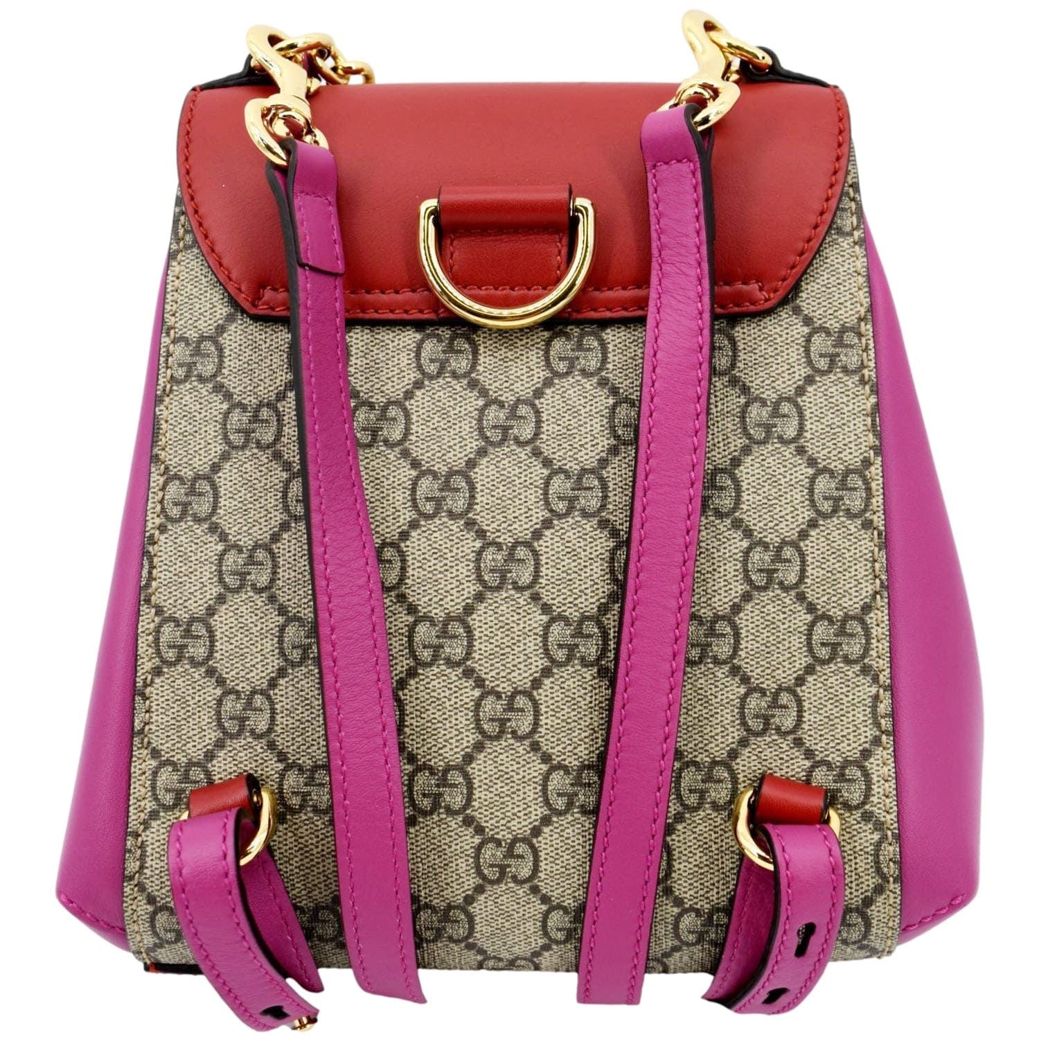 gucci padlock supreme mini backpack GUCCI Padlock GG Supreme Canvas Leather Backpack Red 498194