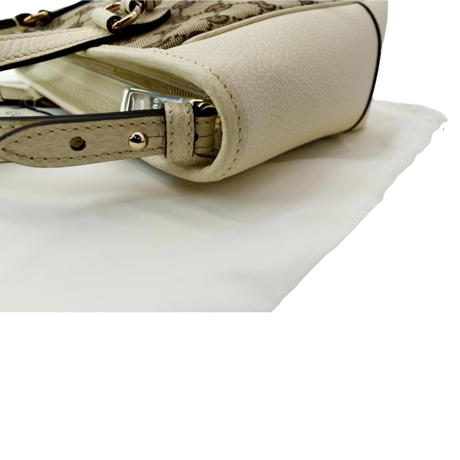 GUCCI signature leather messenger bag shoulder bag beige leather