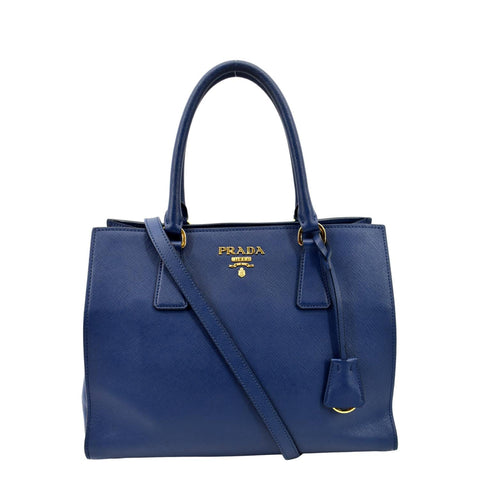 PRADA Saffiano Leather Tote Shoulder Bag Blue