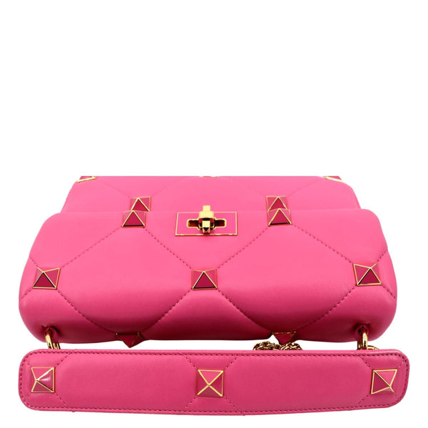 VALENTINO Medium Garavani Roman Stud Leather Crossbody Bag Pink