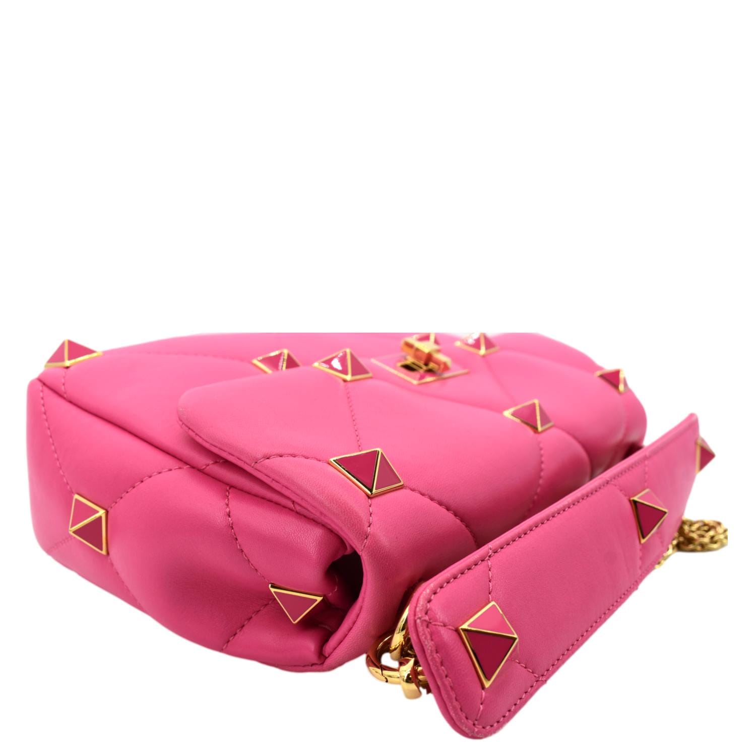 Valentino Medium Garavani Roman Stud Leather Crossbody Bag Pink
