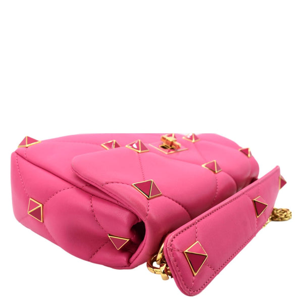 VALENTINO Medium Garavani Roman Stud Leather Crossbody Bag Pink