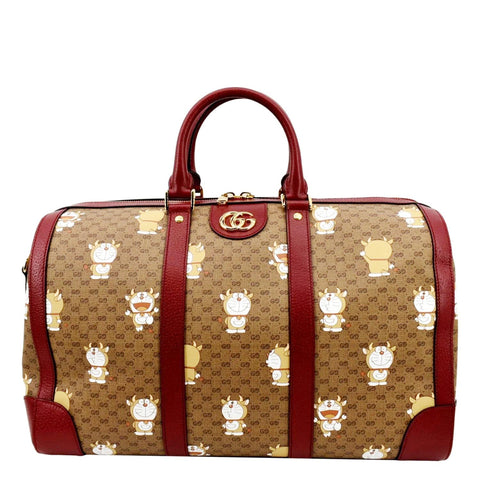 GUCCI X DORAEMON GG Supreme Canvas Duffle Shoulder Bag Beige 647815