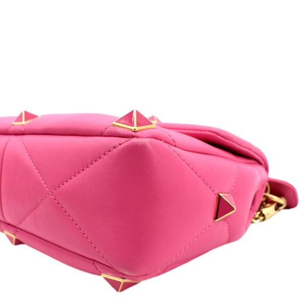 VALENTINO Medium Garavani Roman Stud Leather Crossbody Bag Pink