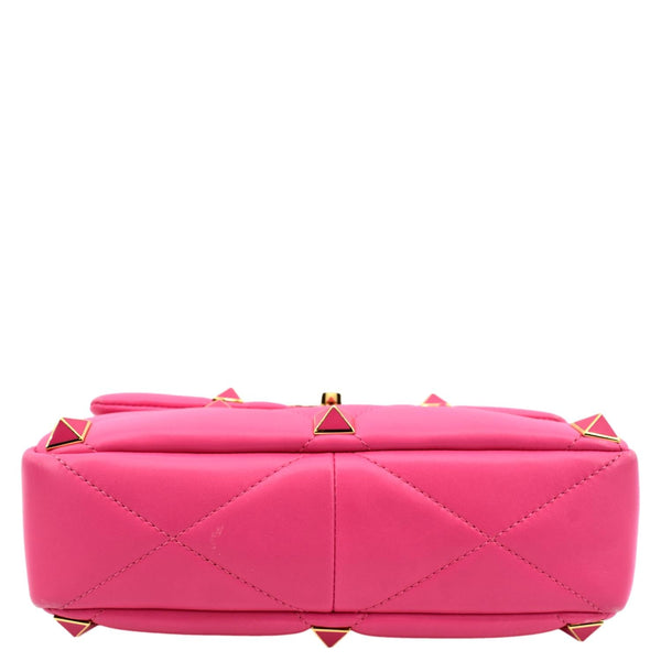 VALENTINO Medium Garavani Roman Stud Leather Crossbody Bag Pink