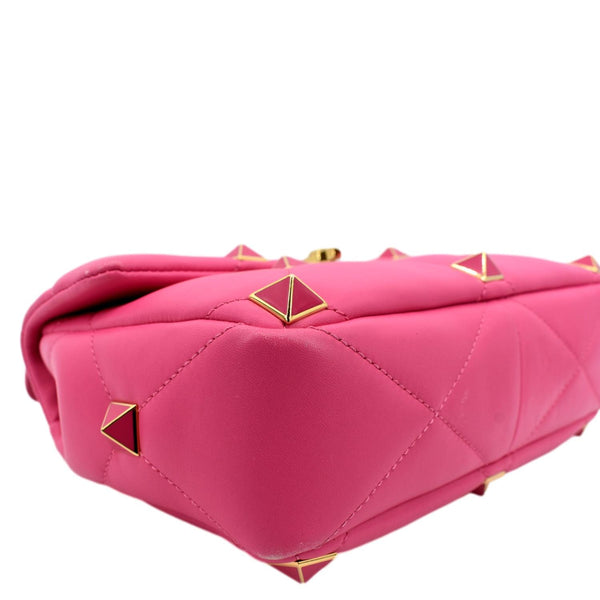 VALENTINO Medium Garavani Roman Stud Leather Crossbody Bag Pink
