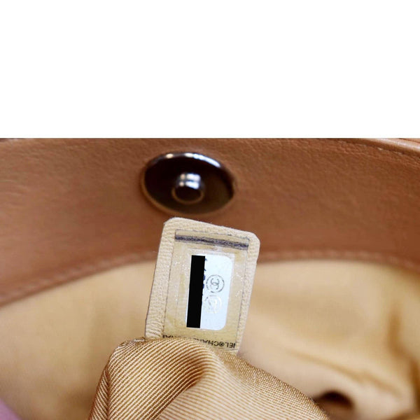 CHANEL Chain Around Quilted Lambskin Leather Hobo Bag Beige