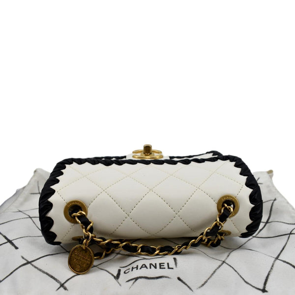 CHANEL Mini My Own Frame Flap Braided Calfskin Leather Shoulder Bag White