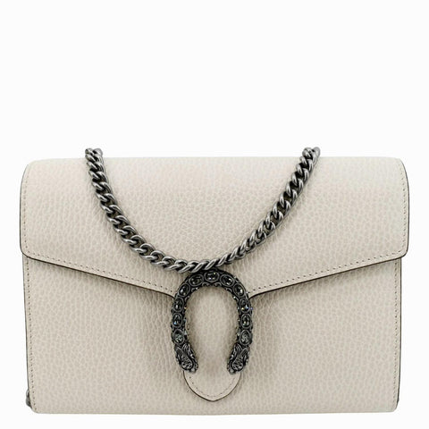 GUCCI Dionysus Mini Leather Chain Shoulder Bag Off White 401231