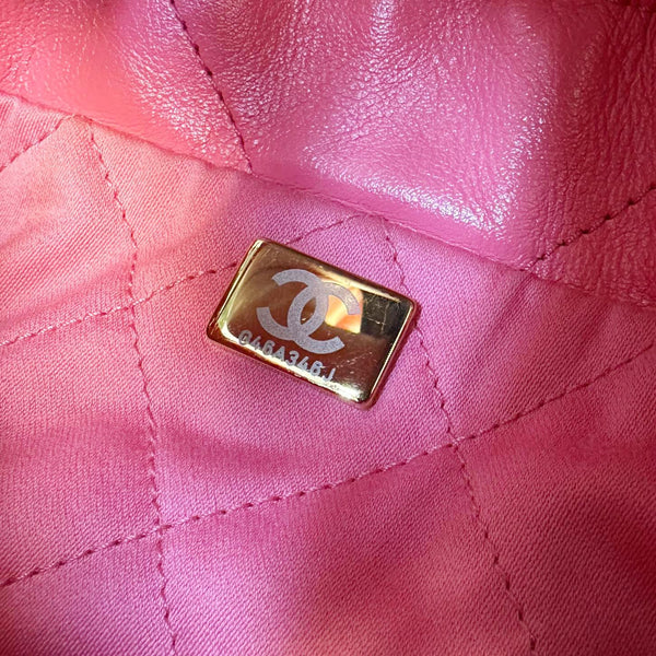 CHANEL 22 Mini Hobo Quilted Leather Crossbody Bag Pink