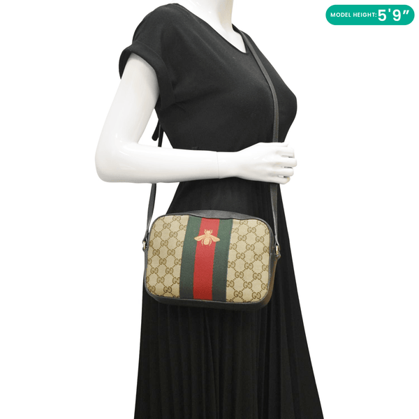 GUCCI Bee Web GG Canvas Camera Crossbody Bag Beige dummy look