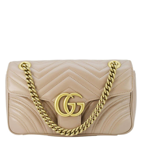 GUCCI GG Marmont Small Diagonal Matelasse Leather Crossbody Bag Porcelain Rose 443497