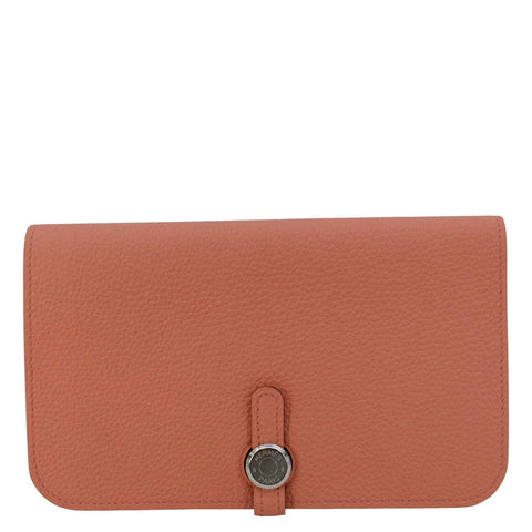 HERMES Dogon Duo Togo Leather Wallet Pink