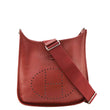 HERMES Evelyne Clemence III PM Leather Crossbody Bag Red Front side