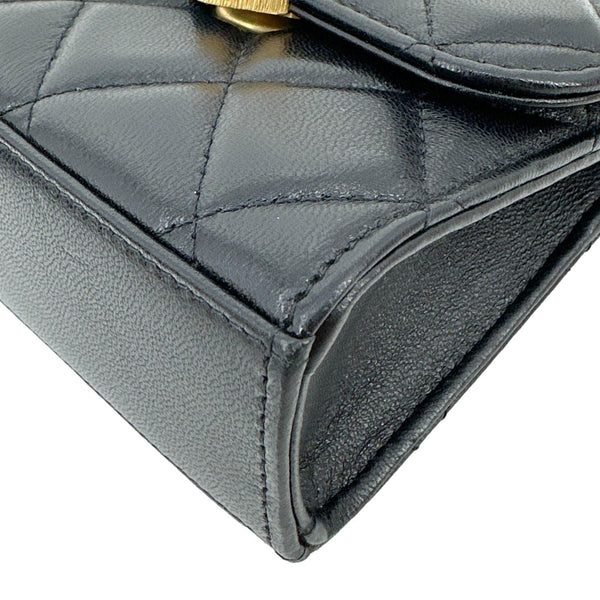 CHANEL Coco Love CC Heart Quilted Lambskin Leather Clutch With Chain Black